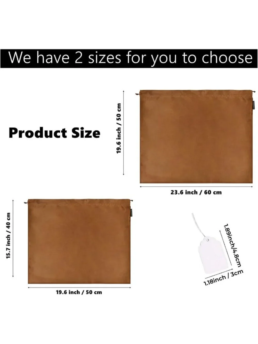 10 Pack Silk Dust Bags for Handbags & Purses, Drawstring Storage Pouches, Brown